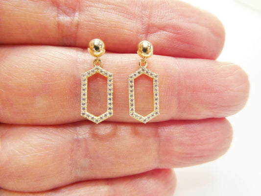 real 10k solid yellow gold design paperclip push post earrings