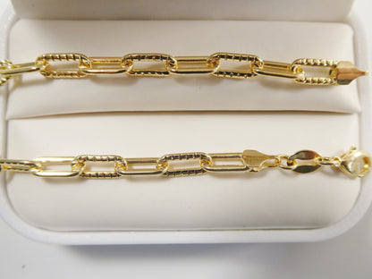 7.5 / 10 Inch 14k Gold Filled Paper Clip Chain Ladies Bracelet