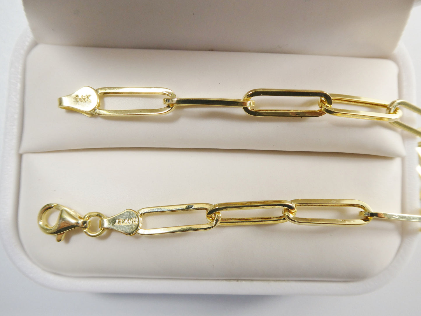 real 14k solid yellow gold paperclip 7.25 inch bracelet