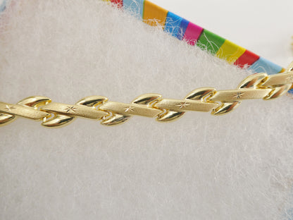 7.50 Inch Real 925 Sterling Silver XO Style 14k Gold Tone Finish