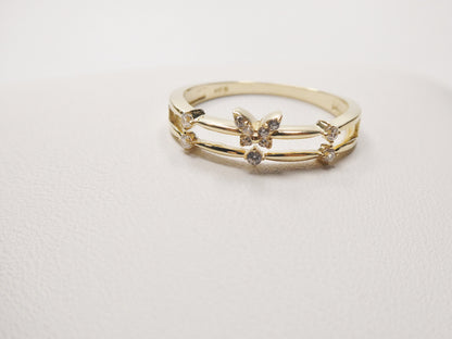 Real 10k Solid Yellow Gold Women's Classic Micro Pave Setting Ring