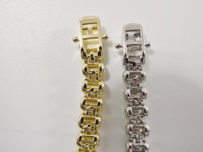 Real 925 Sterling Silver Full Stone Baguette Bracelet