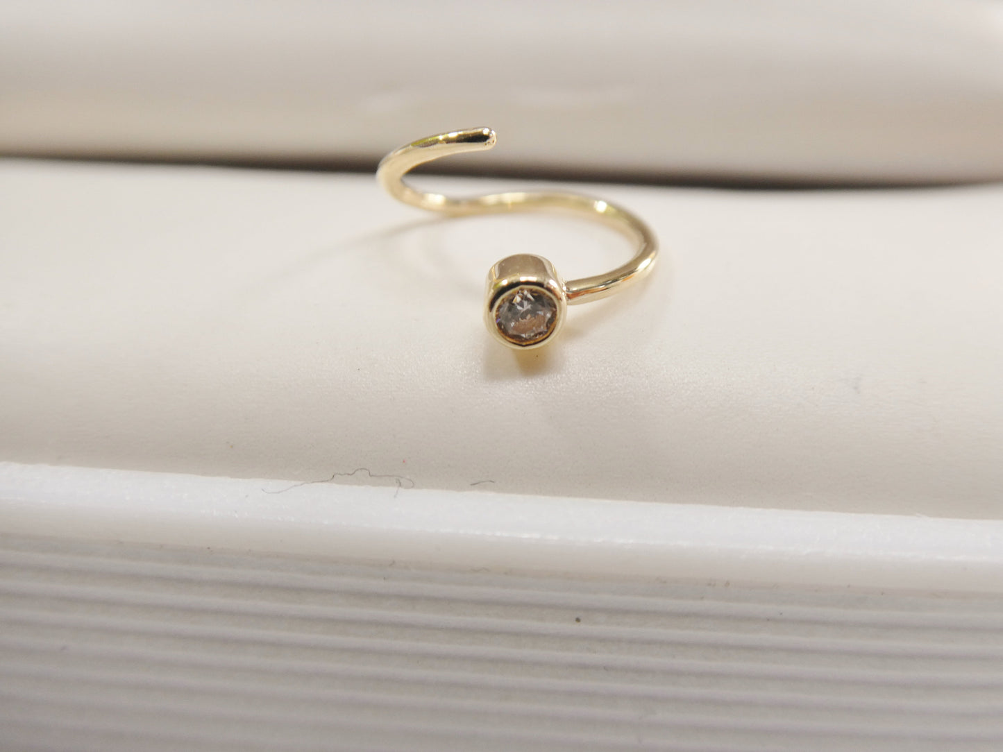 14k real solid yellow gold cz hoop earring cartilage daith ring piercing