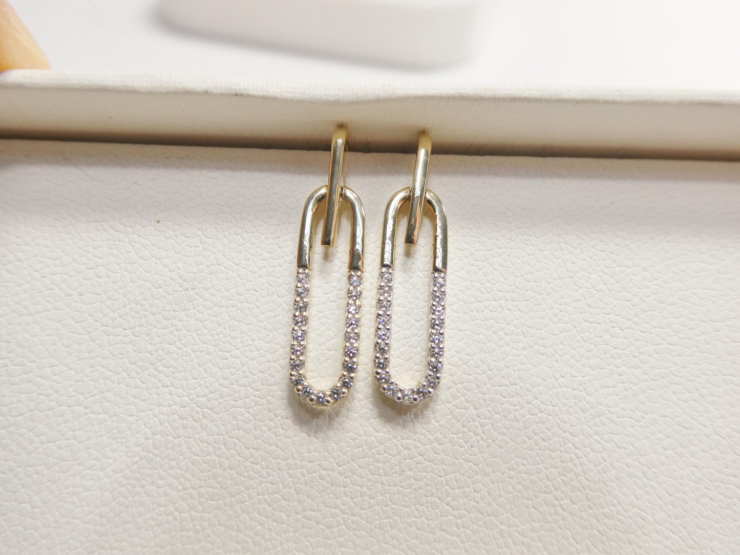 real 10k solid yellow gold design paperclip push post earrings