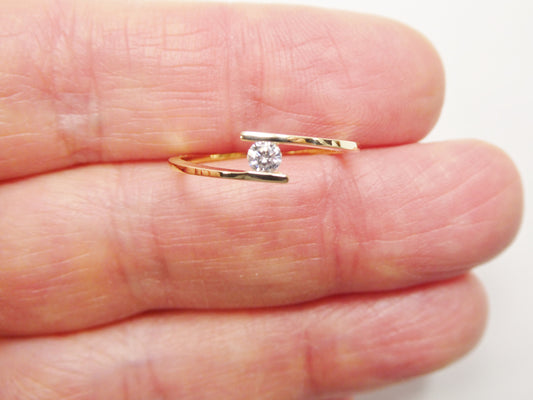 real 10k solid yellow gold women's classic micro pave setting ring