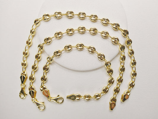 real 10k solid yellow gold 5.5/6/ 6.5 inch children/women puffed mariner bracelet