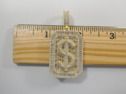 Real 925 Sterling Silver Large Dollar/ money Sign Medallion Pendent