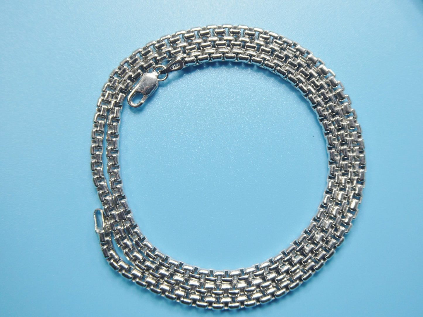 Sterling Silver 3MM Round Box Chain - 14k White Gold Finish