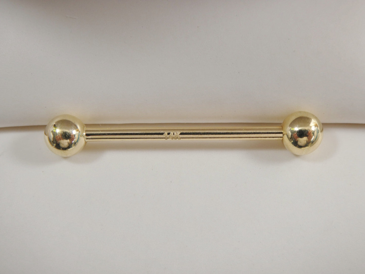 14k real solid yellow gold 20MM / 22MM straight barbell tongue belly button ring piercing