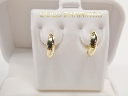 Real 10k Solid Yellow Gold Designer Polish Hoop Huggie Earrings
