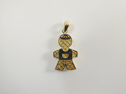 14k Real Solid Yellow Gold Two Tone Boy Girl Charm Pendent