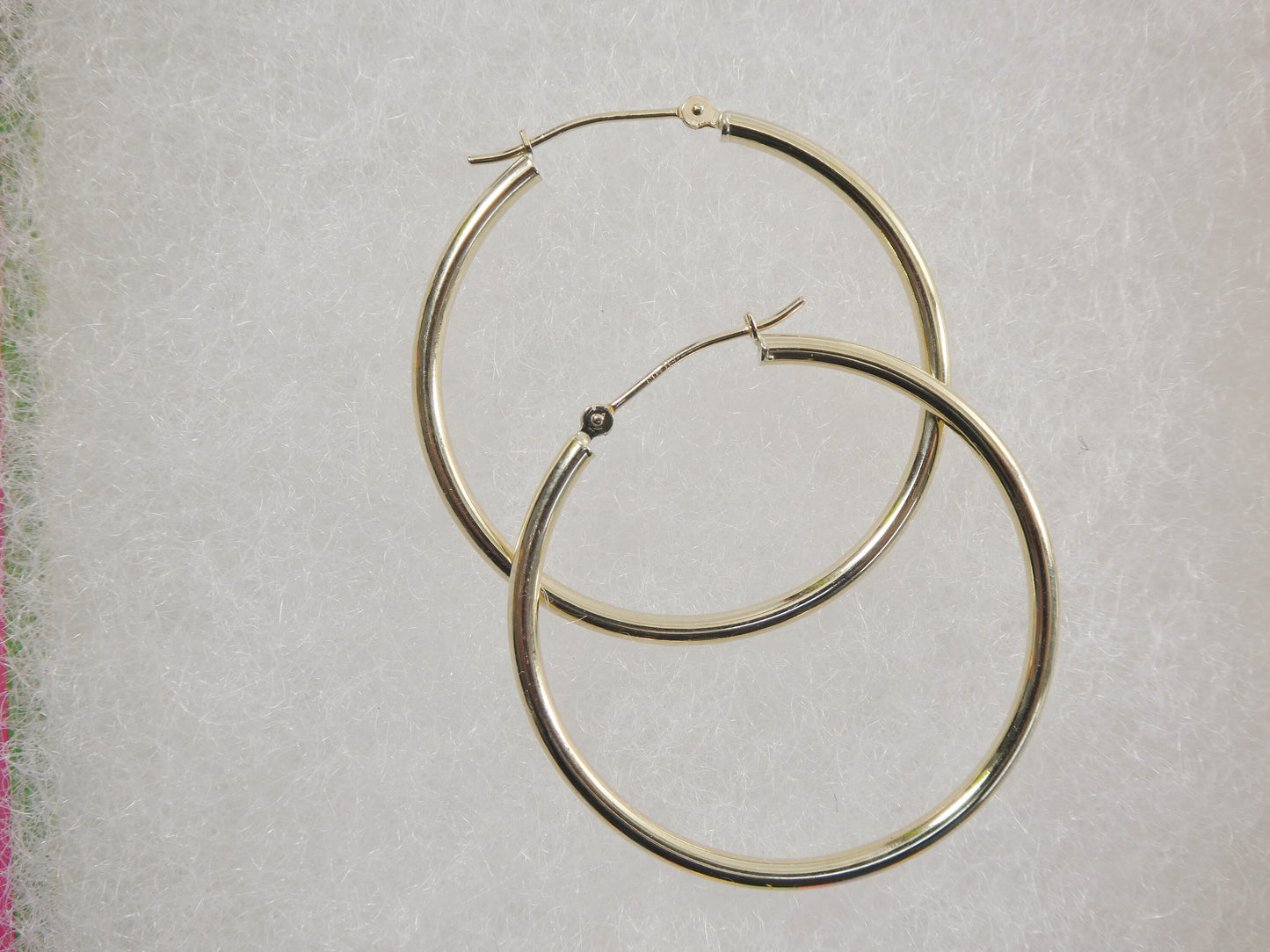 14K Solid Yellow Gold Hoop Earrings, 35mm