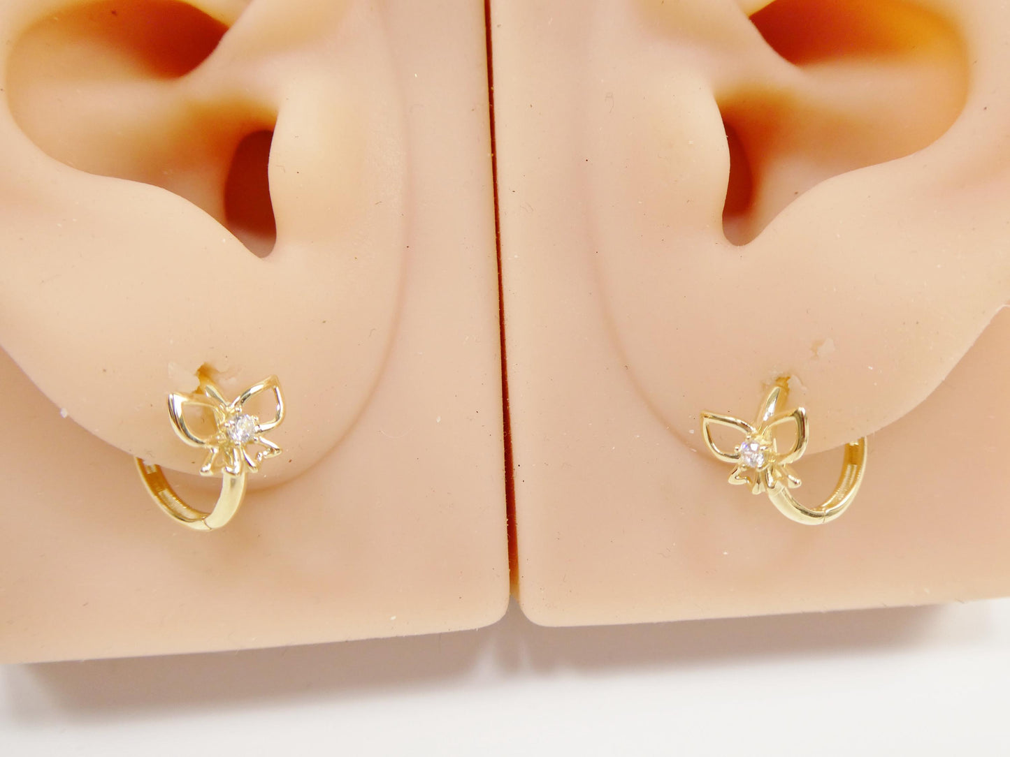 real 10k solid yellow gold butterfly hoop huggie earrings