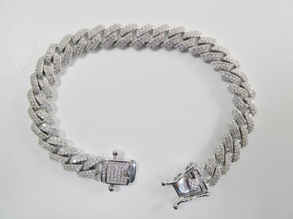 Real 925 Sterling Silver Monaco Full Micro Fave Setting Bracelet