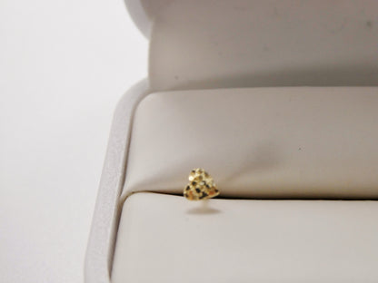 14k Real Solid Yellow Gold Heart Nose Stud Ring