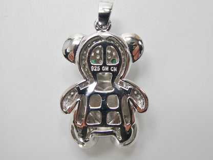 925 Sterling Silver Enamel Color Teddy Bear Set Chain and Pendent