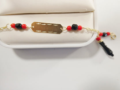 Real 10k Solid Yellow Gold 5 inch Azabache Boy Girl Baby Bracelet