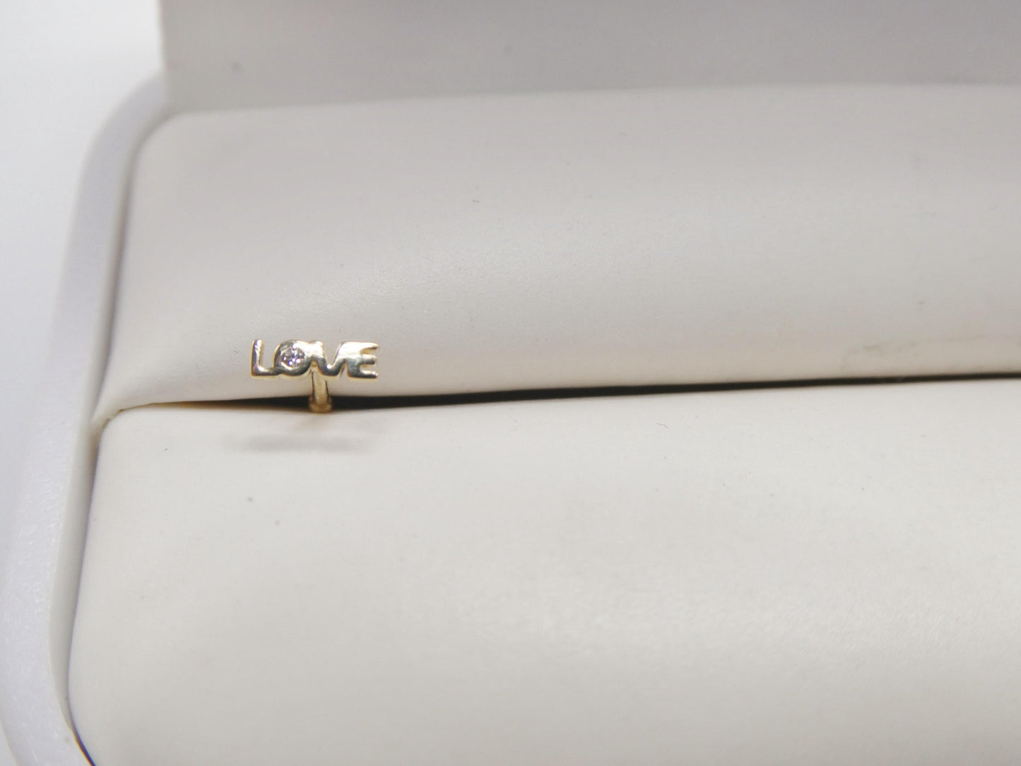 14k real solid yellow gold love letters stud nose ring