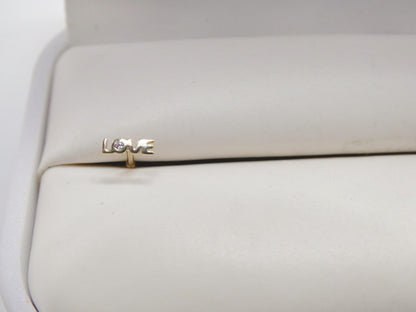 14k Real Solid Yellow Gold Love Letters Stud Nose Ring
