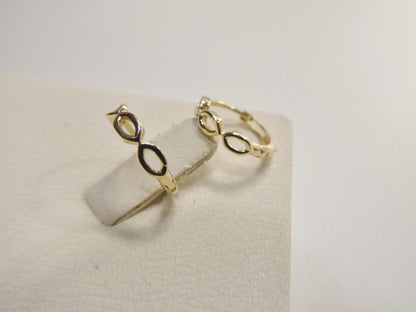 Real 10k Solid Yellow Gold Designer Hoop Huggie Earrings