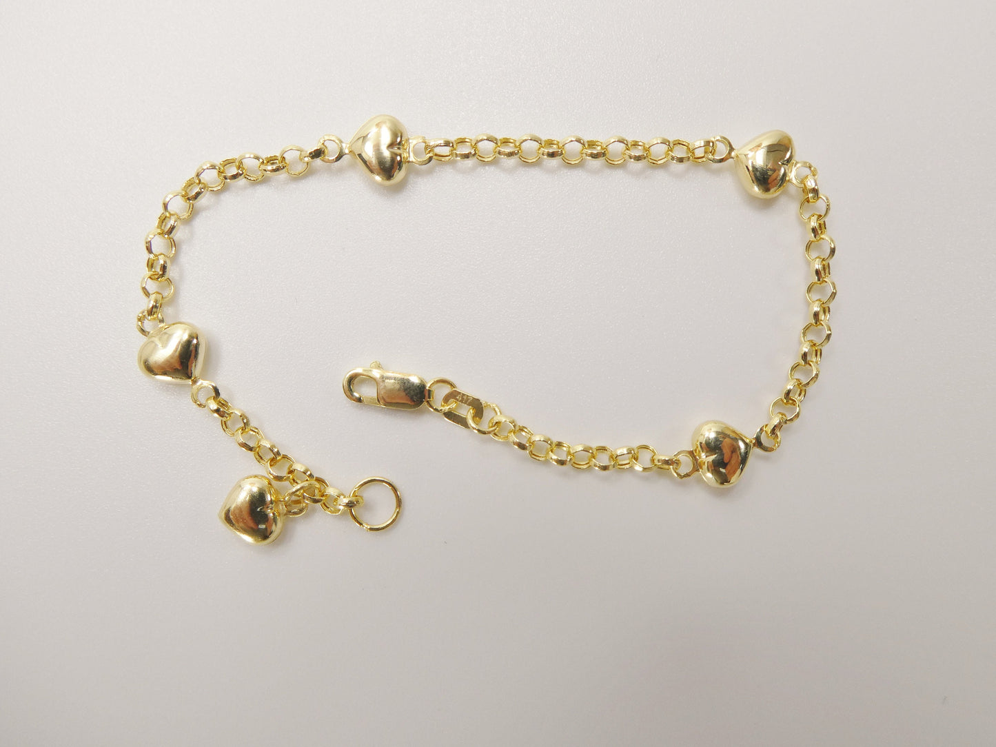 real 10k solid yellow gold 5.5/ 6 inch children/women heart cable bracelet