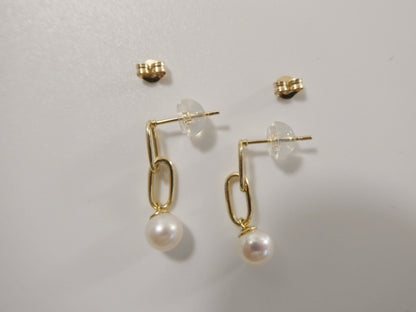 Real 10k Solid Yellow Gold Freshwater Cultured Pearl Stud Earring Dainty