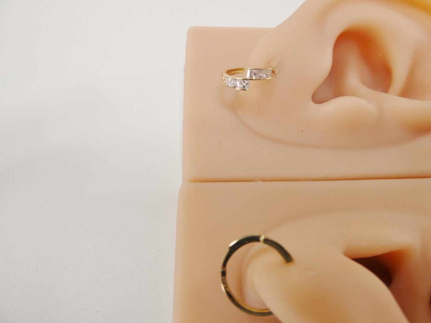 real 10k solid yellow gold color hoop huggie earrings