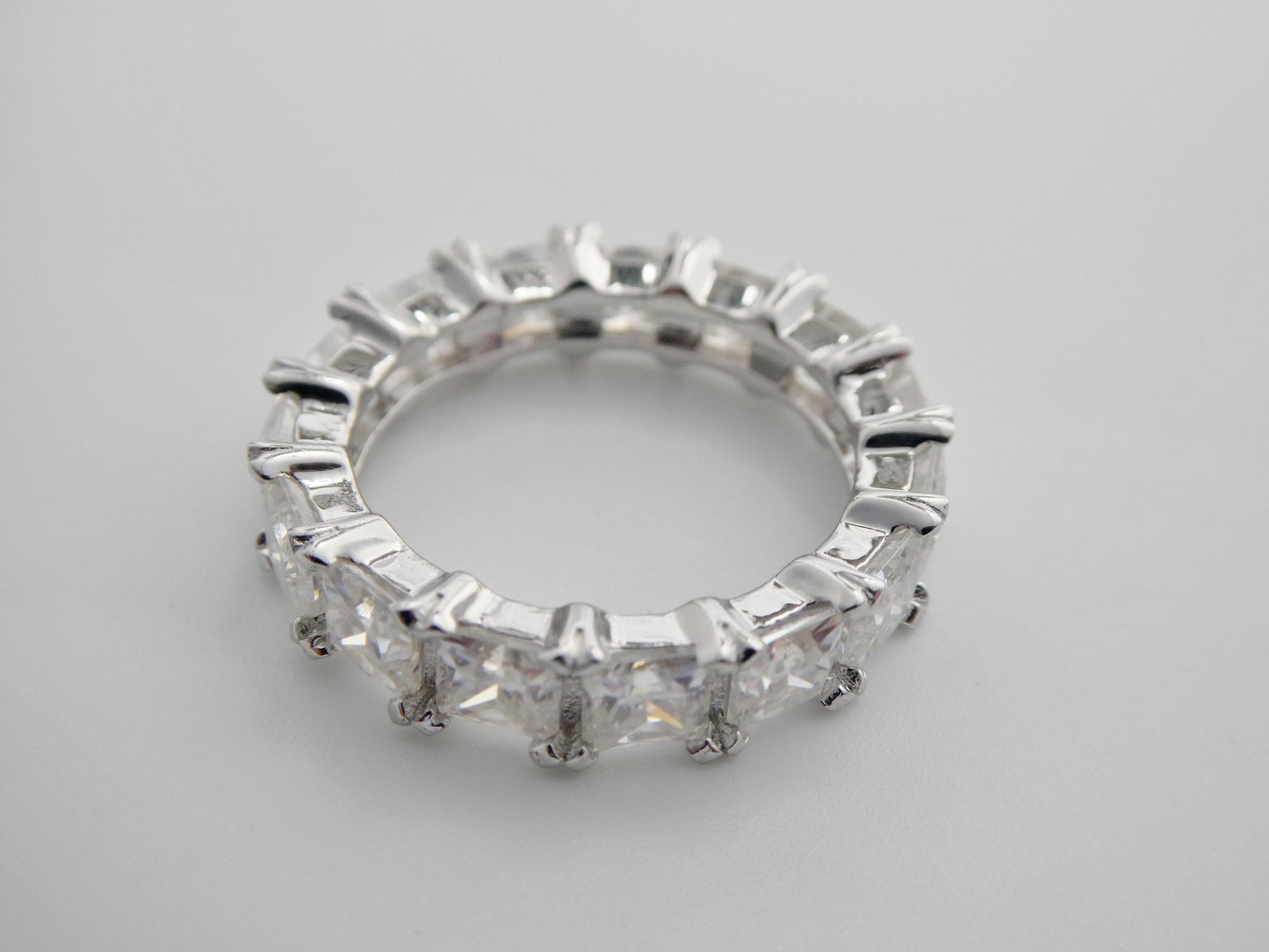 real 925 sterling silver solitaire moissanite anniversary eternity ladies band