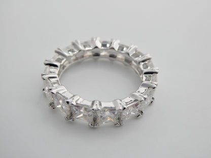 Real 925 Sterling Silver Solitaire Moissanite Anniversary Eternity Ladies Band
