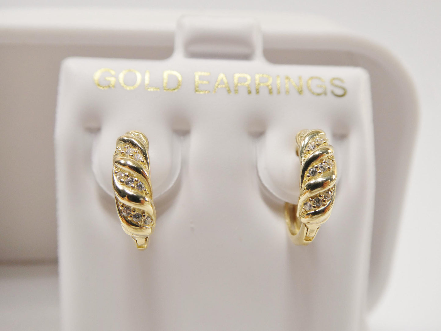 real 10k solid yellow gold designer hoop huggie earrings