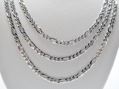 Real 925 Sterling Silver 2.8mm Italian Figaro Solid Chain Lobster Lock Clasp