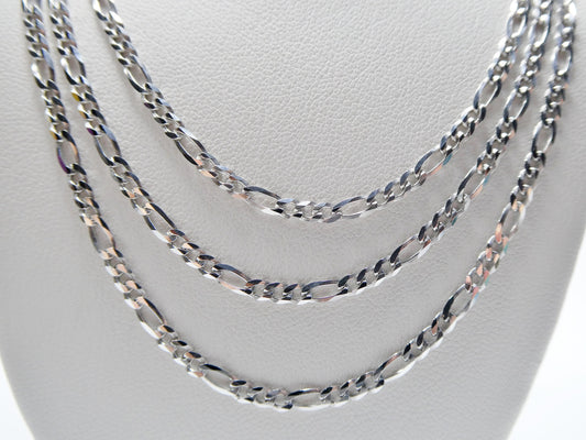 real 925 sterling silver 2.8mm Italian figaro solid chain lobster lock clasp