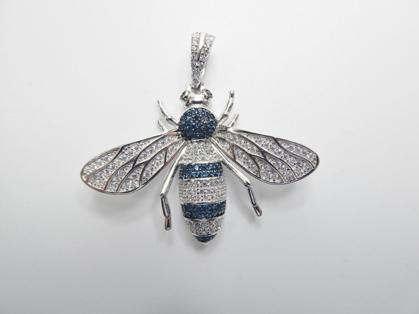 real solid 925 sterling silver large honey bee pendent