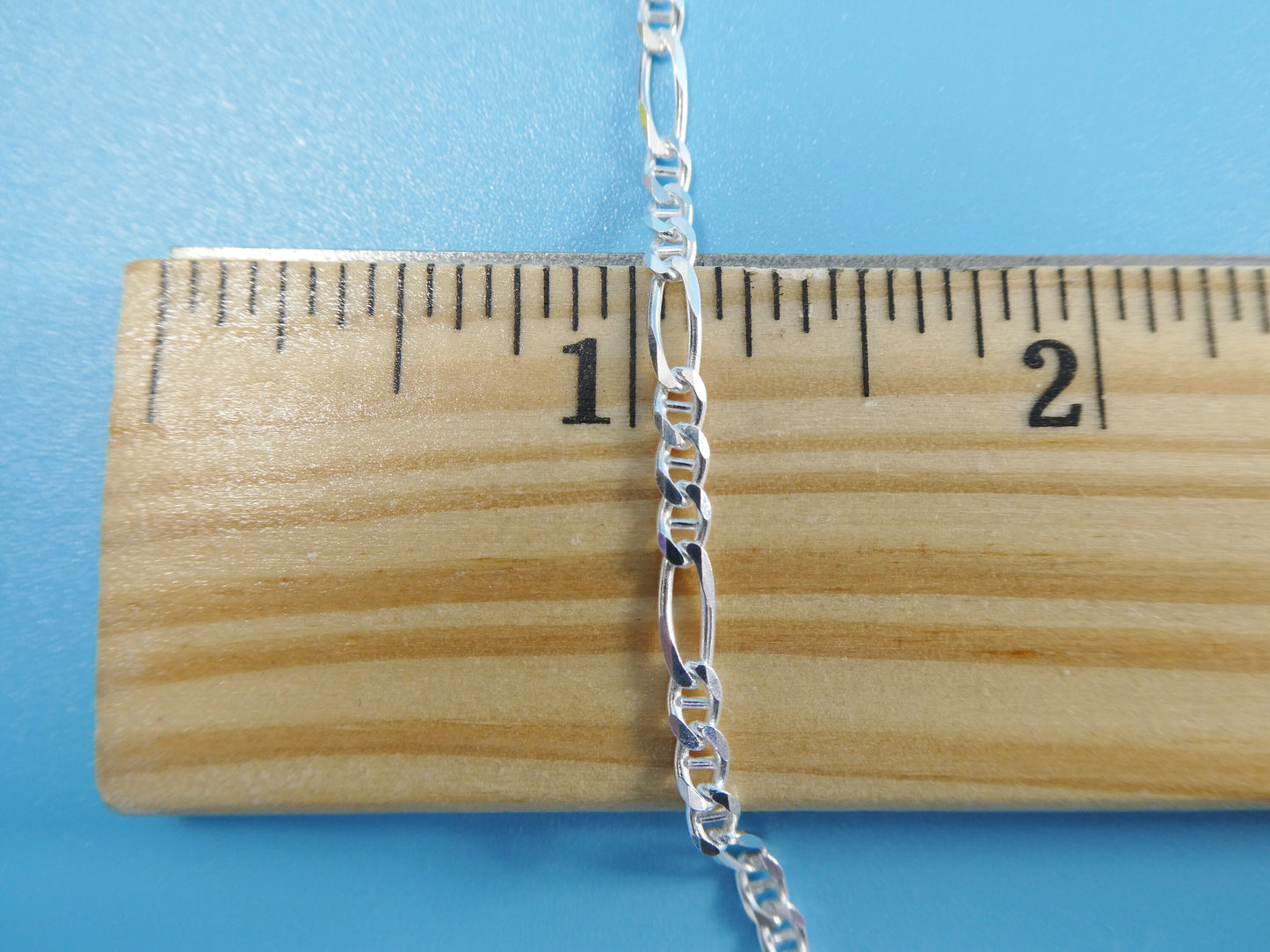 925 Sterling Silver 3MM Italian Figaro Chain Necklace