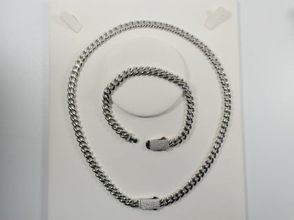 Real 925 Sterling Silver 7mm Solid Monaco Style 14k White Gold Color Finish
