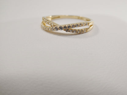Real 14k Solid Yellow Gold Women's Classic Micro Pave Setting Pinky Ring