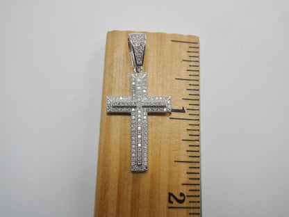 Real 925 Sterling Silver 18 Inch Flat Chain and Moissanite Cross Pendent Charm
