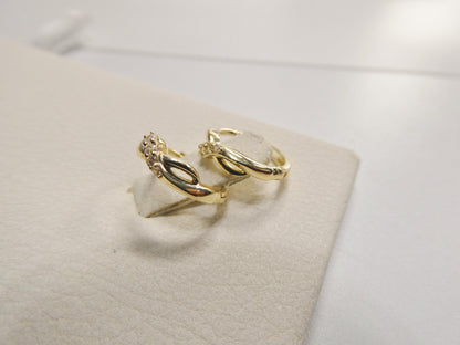 Real 10k Solid Yellow Gold Designer Hoop Huggie Earrings