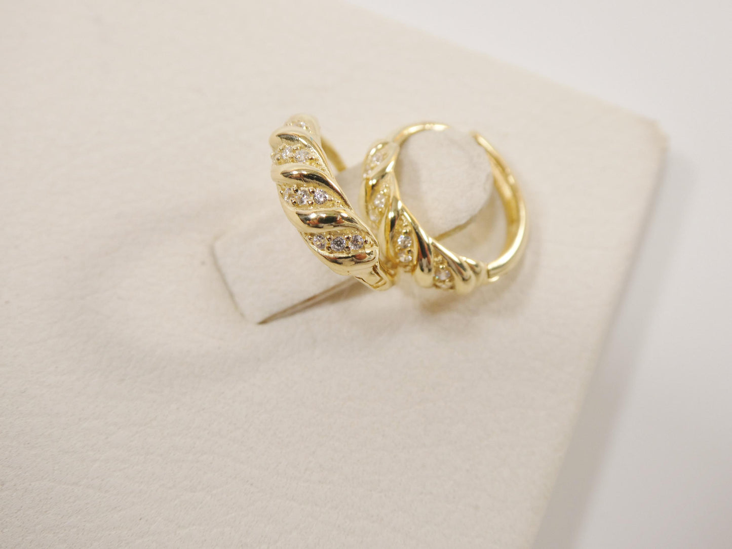 real 10k solid yellow gold designer hoop huggie earrings