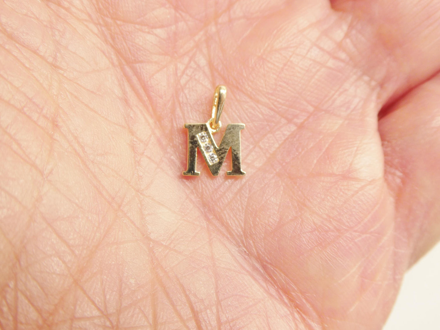 10k real solid yellow gold mini small initial alphabet pendent charm