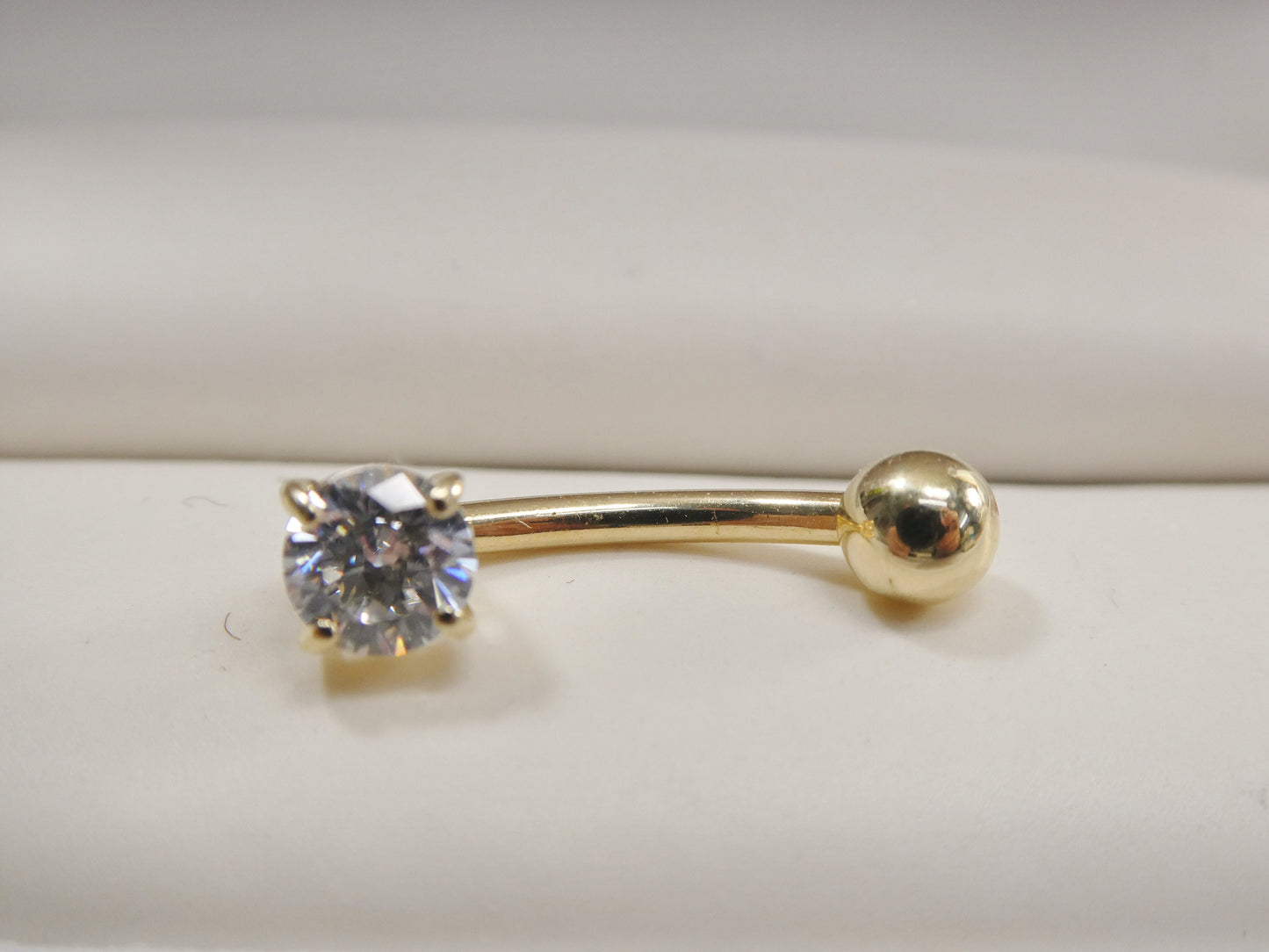 14k real solid yellow gold 5mm stone basket setting belly button ring piercing