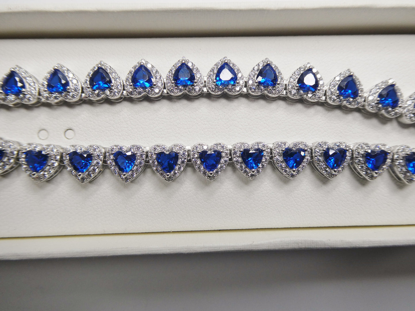 real  925 sterling silver heart sapphire stone color necklace