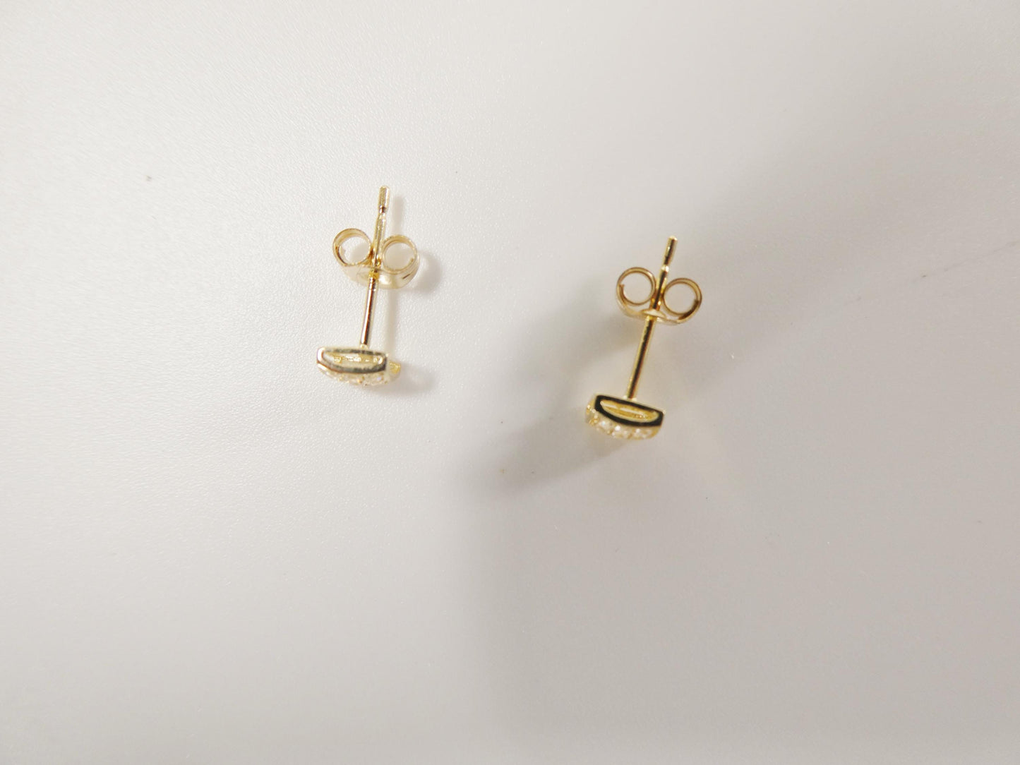 real 10k solid yellow gold puff square push post stud earring