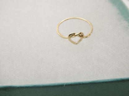 10k Solid Yellow Gold Baby Children Heart Shaped Love Knot Ring