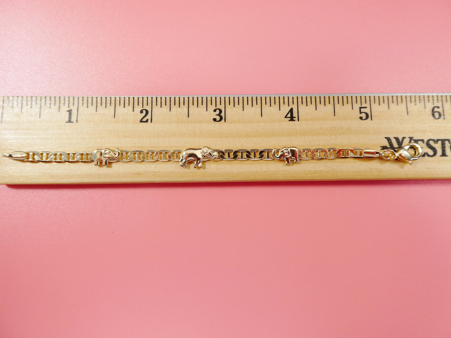 5.5 inch 18k gold filled mariner chain style elephant baby bracelet