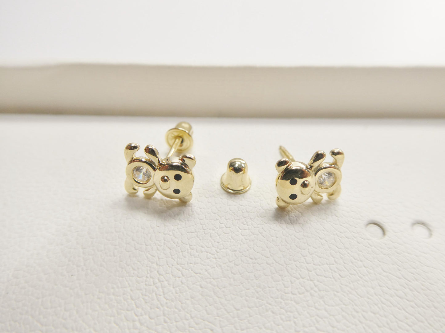 10k real solid gold teddy bear screw back earrings