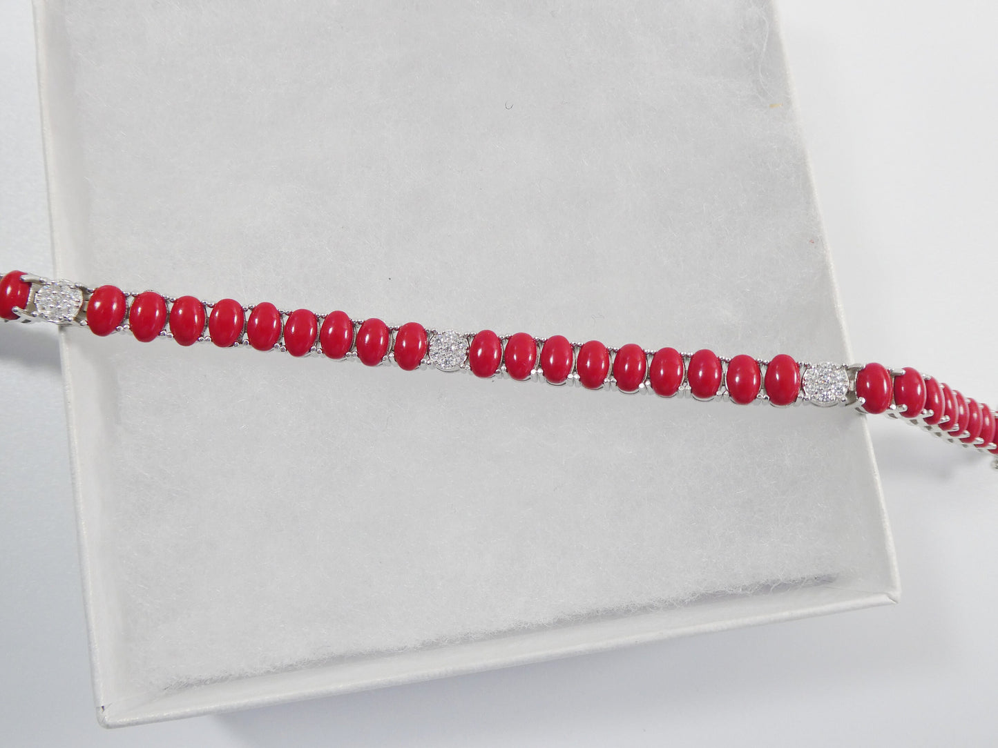 7 inch real 925 sterling silver ruby turquoise tennis bracelet