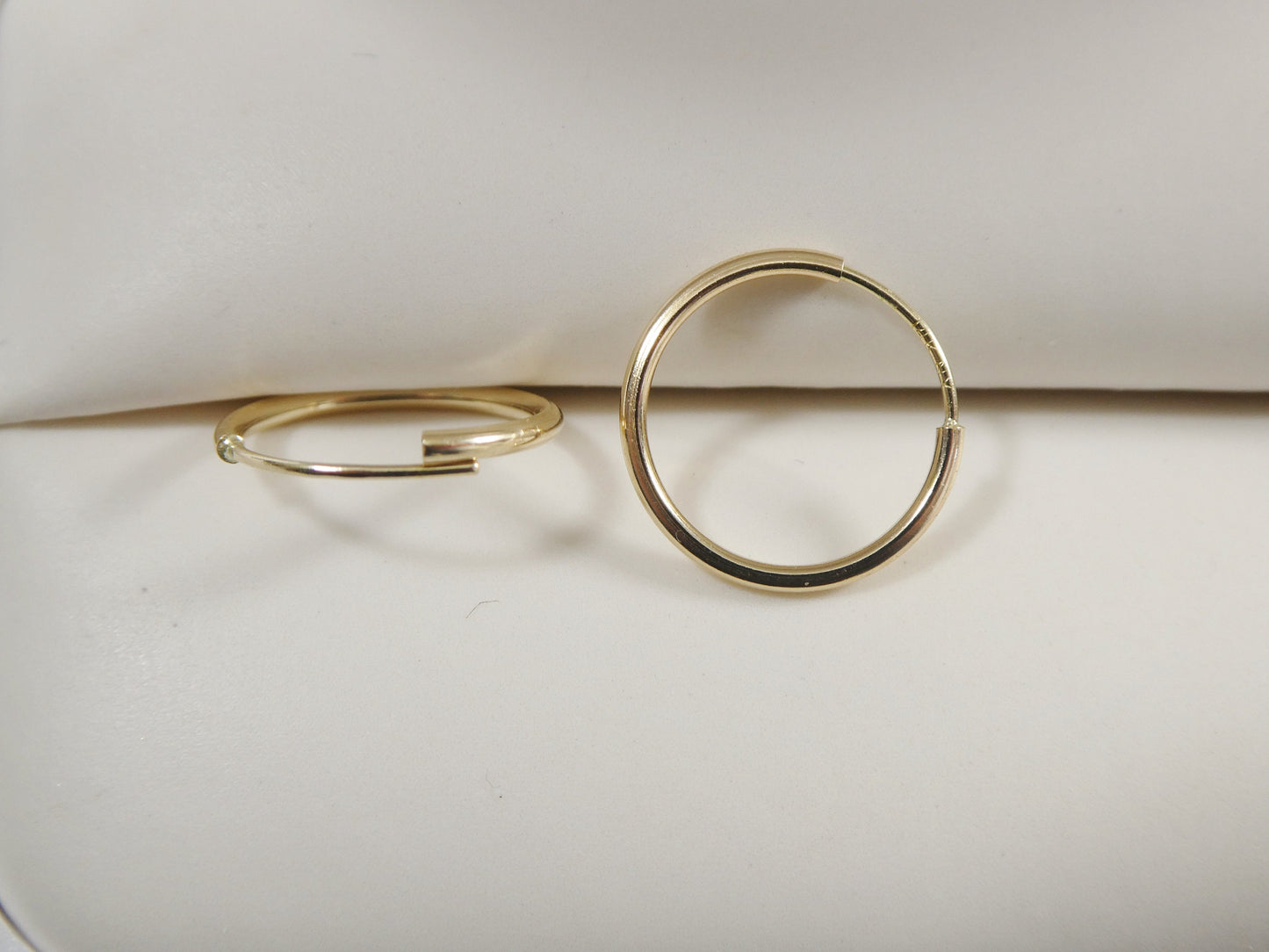 real 14k solid yellow gold 12mm endless small hoop lightweight hoop earring