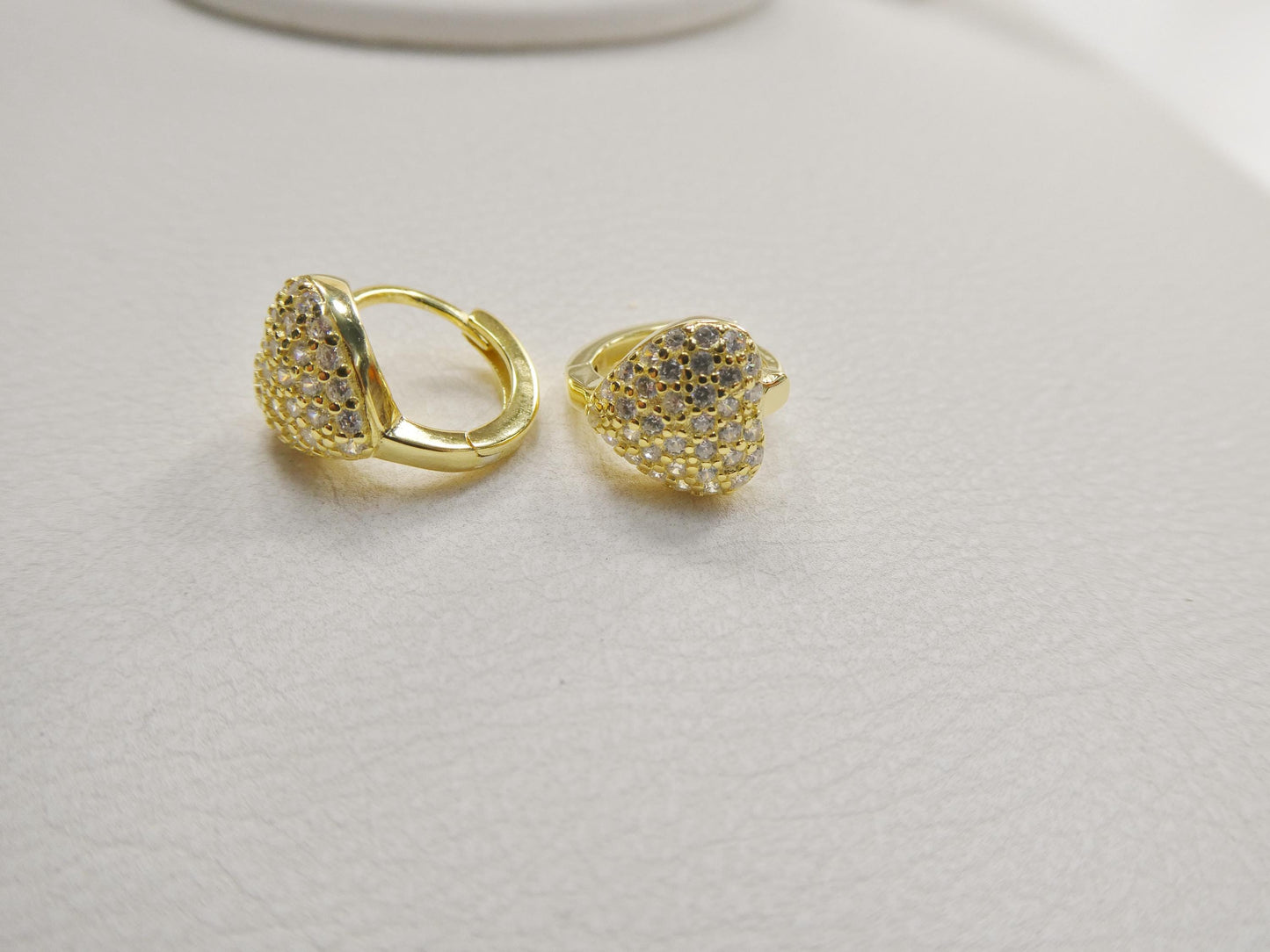 real 925 sterling silver yellow color finish huggie heart earrings