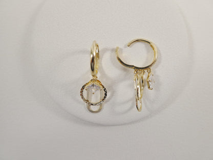 10K Real Solid Yellow Gold Paper Clip Style Buggie Fancy Ladies Earrings
